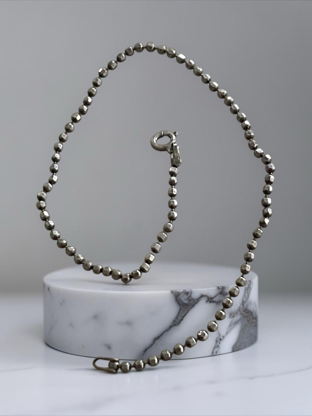 Vintage Sterling Silver Bead Chain  Bracelet
